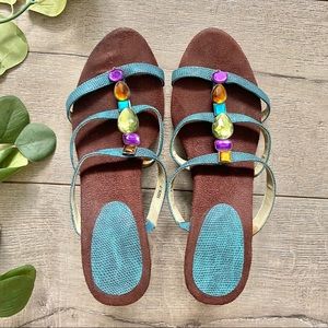 Jeweled Sandals 3 inch wedge heel Size 7